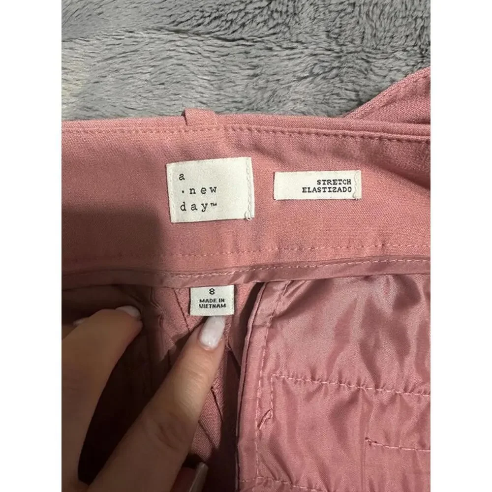 A New Day Pink Paperbag Waist Stretch Trousers - Size 8
